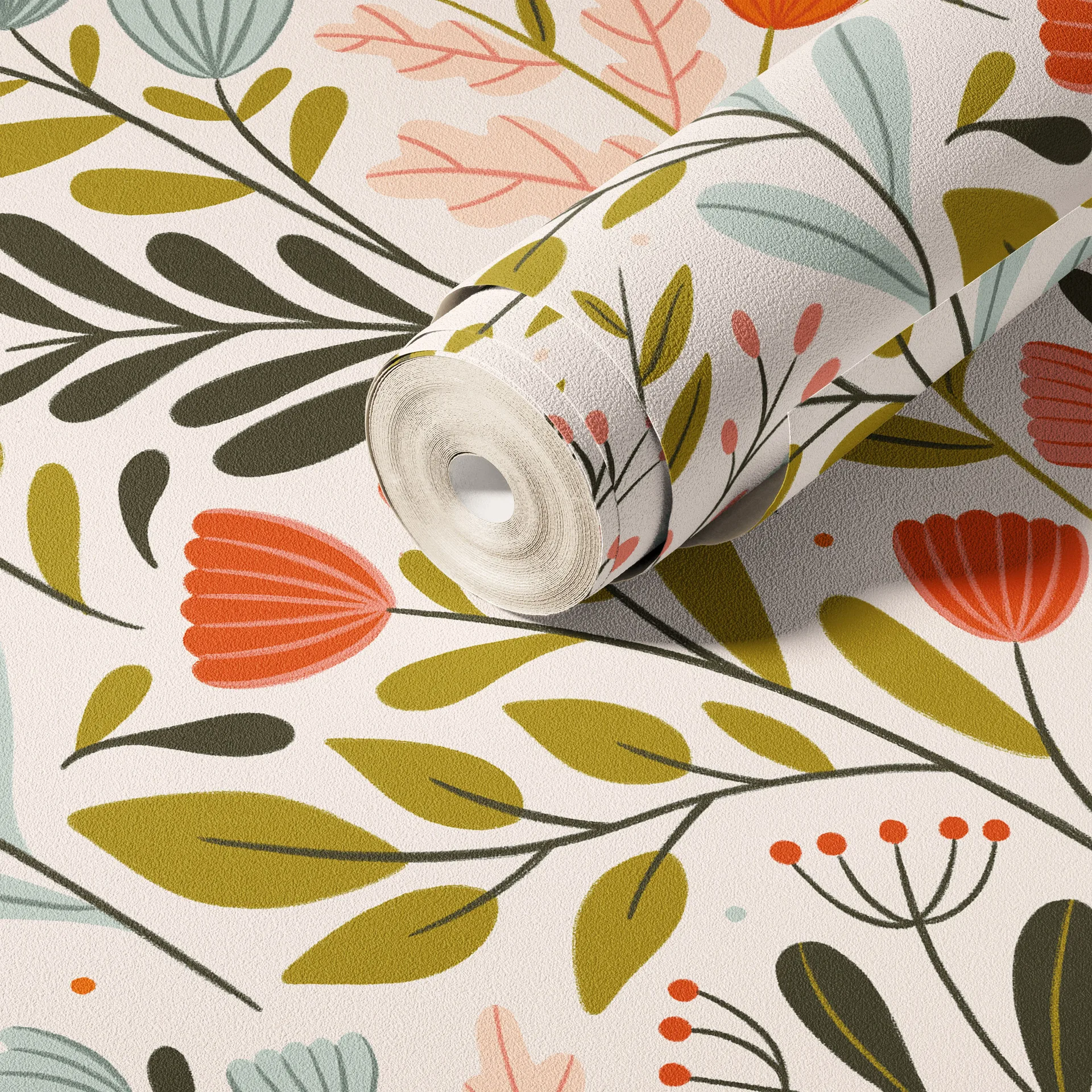 Böhmische Blumentapete, Boho-Blumentapete zum Abziehen und Aufkleben, Vintage, abnehmbare botanische Kontaktpapiere für den Heimschrank Image