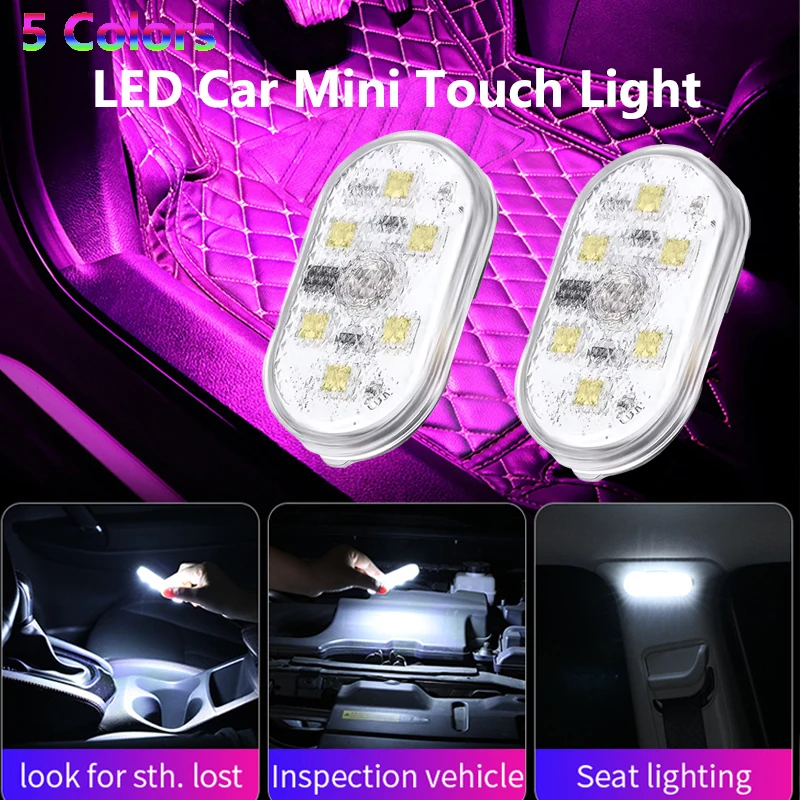 1PC LED Auto Mini Touch Licht USB Lade Tragbare Auto Decke Lesen Nacht Lampe Drahtlose Magnetische Dekoration Ambinet Licht