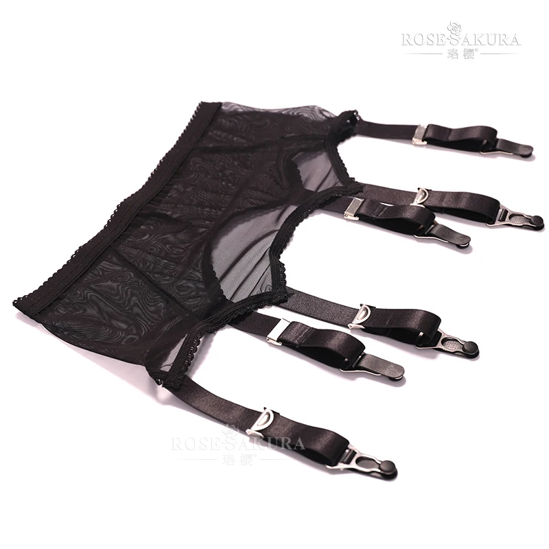 Sexy Schwarz Dessous Strumpfband Gürtel frauen Hohe Taille Mesh Hosenträger Gürtel Weibliche Weiße Elastische Strumpfbänder Femme Unterwäsche Nachtwäsche Image
