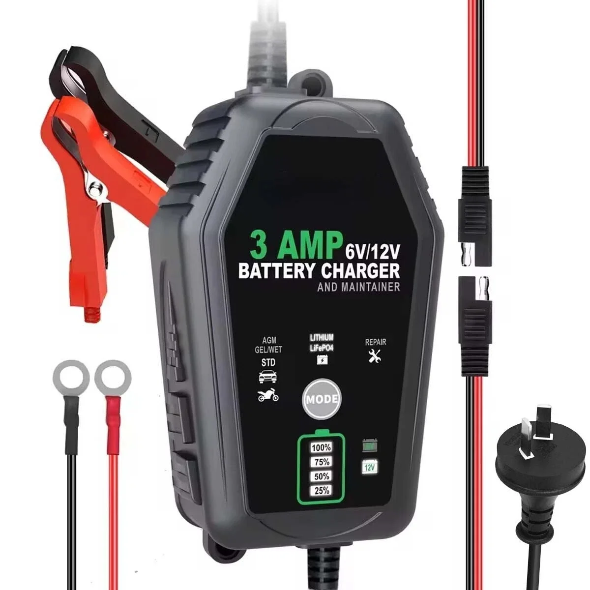 6v Batterie Ladegerät Kurzschluss Motorrad Ladegerät Lithium Batterie Ladegerät Automatische Für Auto Hause Im Freien Image