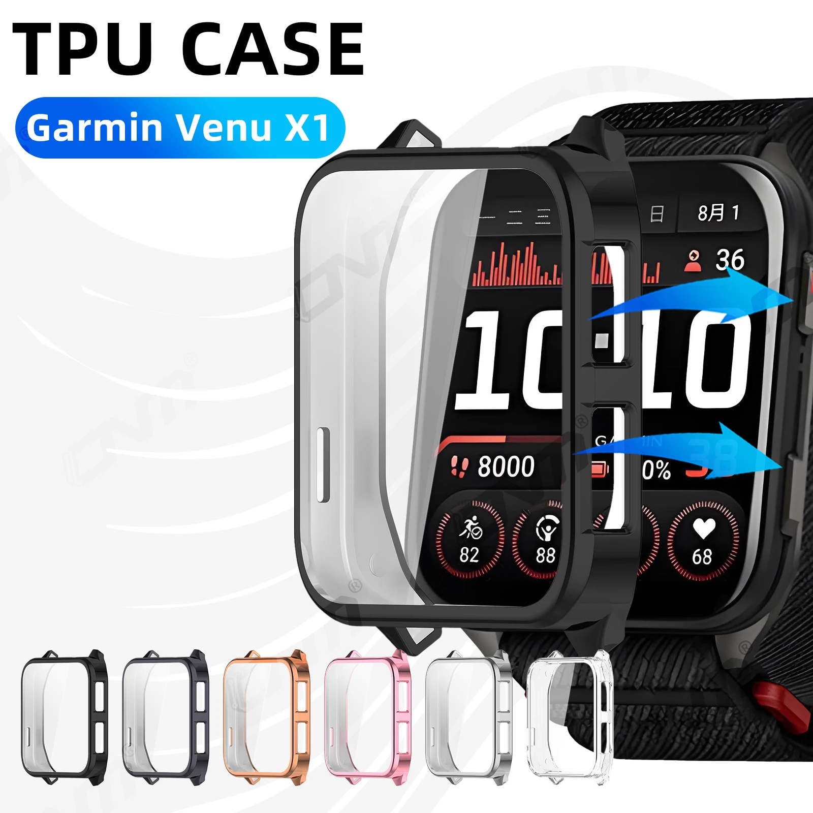 Schutzhülle für Garmin Venu X1, Displayschutzfolie, weiches TPU, rundum schützende Stoßstangenabdeckung für Venu X1 Zubehör Image