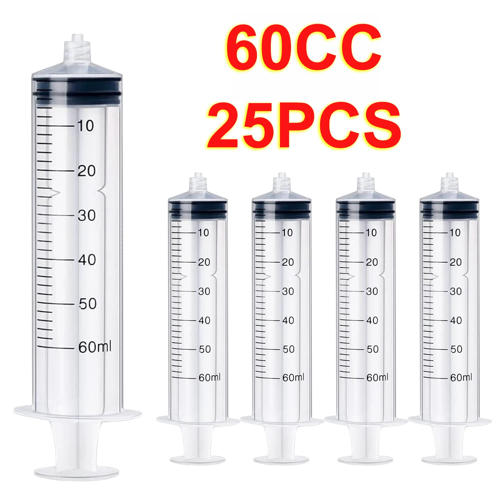 25 Stück 60 ml Luer-Lock-Spritze, kein Nadel-Injektionswerkzeug, sterilisiert, einzeln verpackt, zum Füttern von Tieren, zur Abspannung von Kleber Image