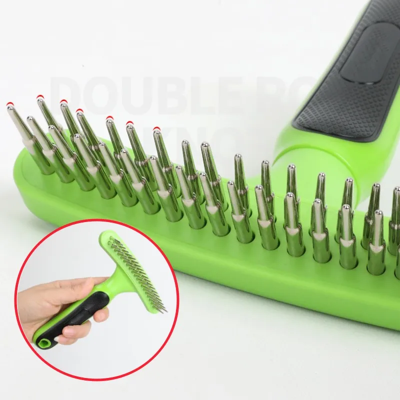 Hund Kamm Pet Haarentferner Doppel Zähne Hund Pinsel Massage Katze Pinsel Hunde Pflege Edelstahl Kämme für Hund Haustier Produkte Image