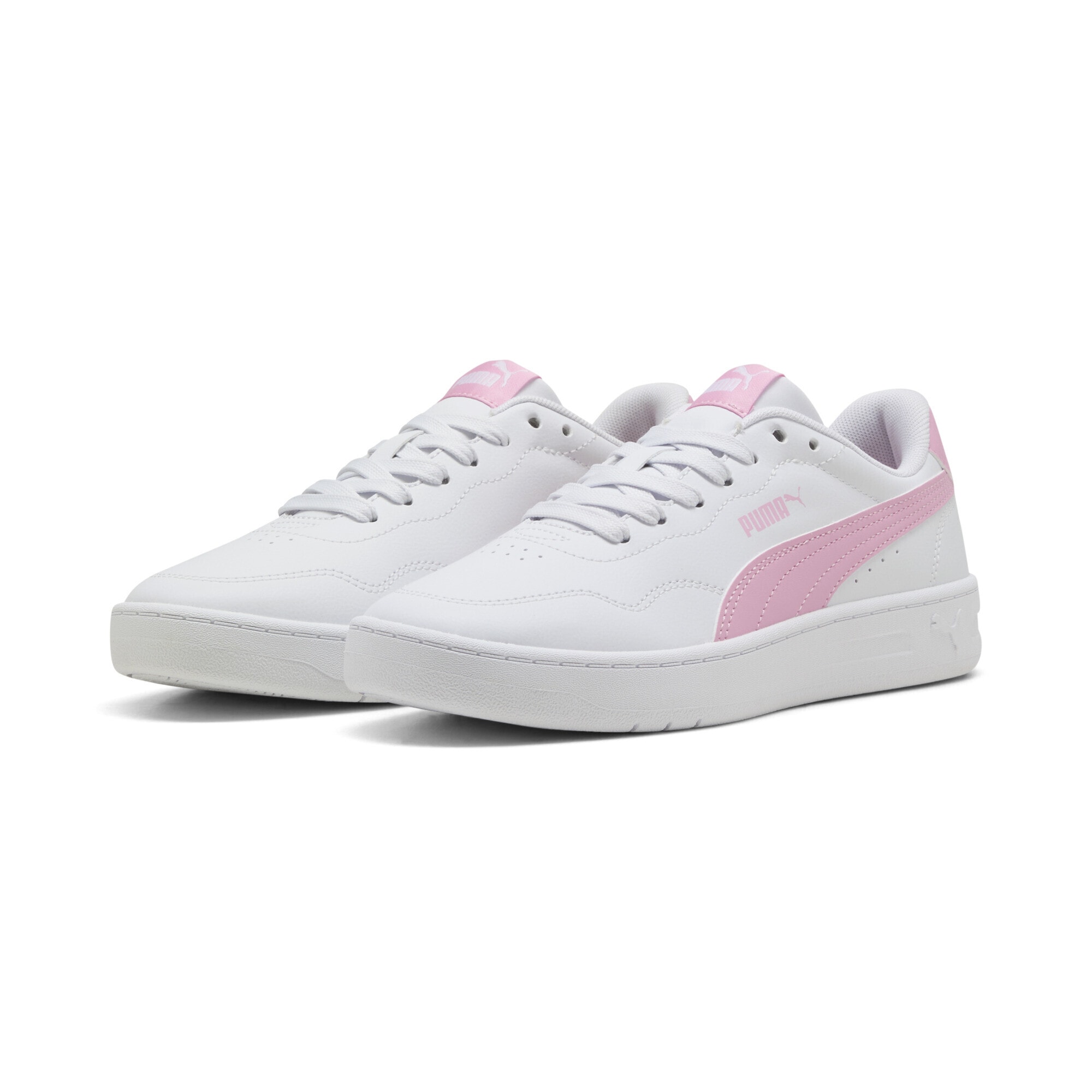 Sneaker PUMA "Court Lally Sneakers Damen", Damen, Gr. 40.5, weiß pink shimmer, Obermaterial: Synthetik, Textil; Futter: Textil; Innensohle: Textil; Laufsohle: Gummi, Schuhe Sneaker