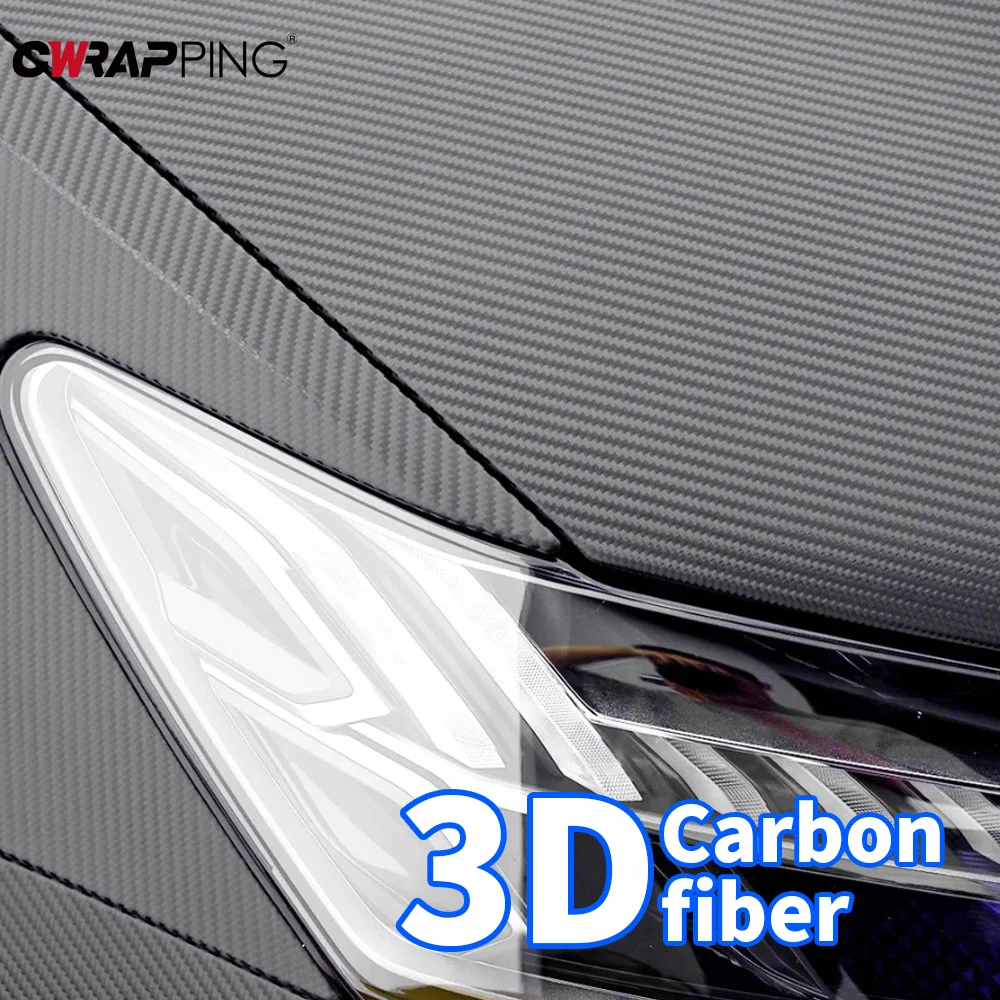 Film vinyle 3D en Fiber de carbone de 50cm de large, autocollants de voiture, imperméables, pour véhicule automobile, moto, voiture, rouleau d
