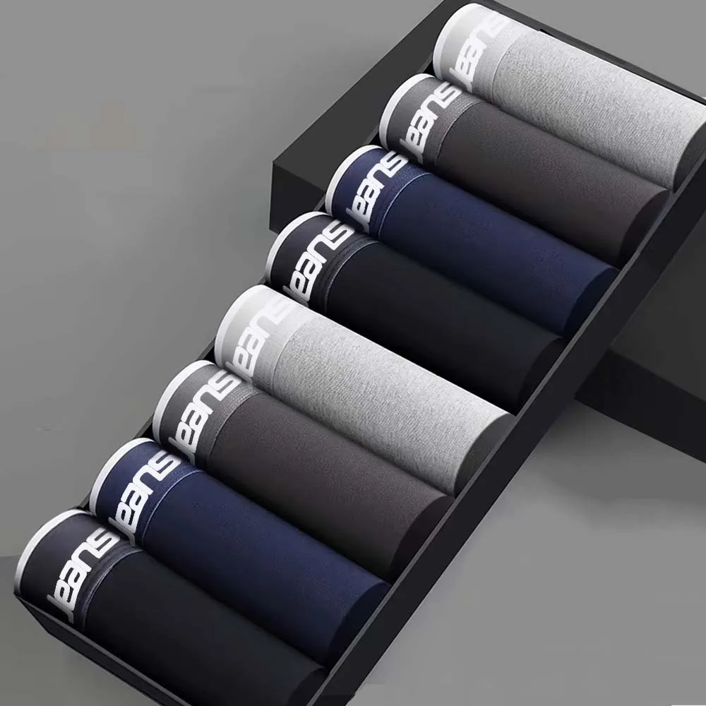 4/8 pièces de caleçons pour hommes en coton respirant, vêtements pour hommes, ceinture à lettres, sous-vêtements pour hommes, couleur unie, taille plus, boxers pour hommes