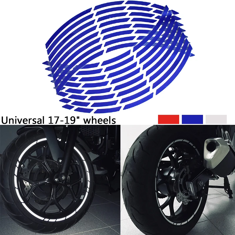 16 pezzi 17 "18" strisce di nastro riflettenti per cerchioni per auto moto per adesivi per pneumatici per ruote decalcomanie per auto moto