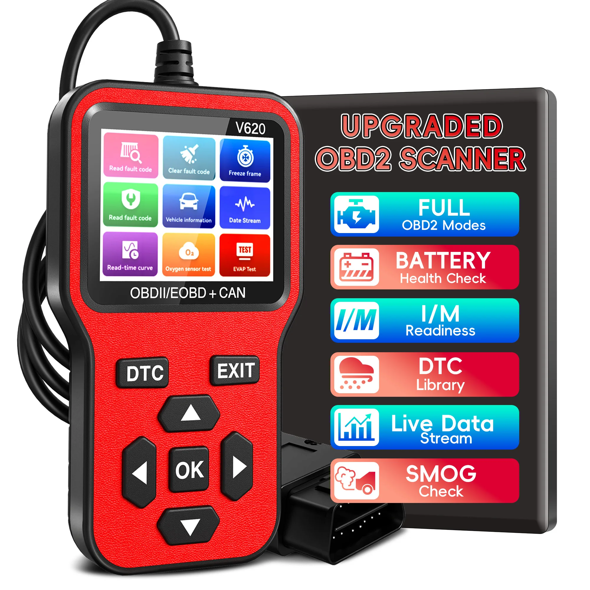 OBD2-Scanner-Diagnosetool – Überprüfen Sie das Lichtcode-Scanner-Tool für Motoren mit Reset, DTC, Datenstrahl, I/M-Bereich und Auto-Scan-Tool Image