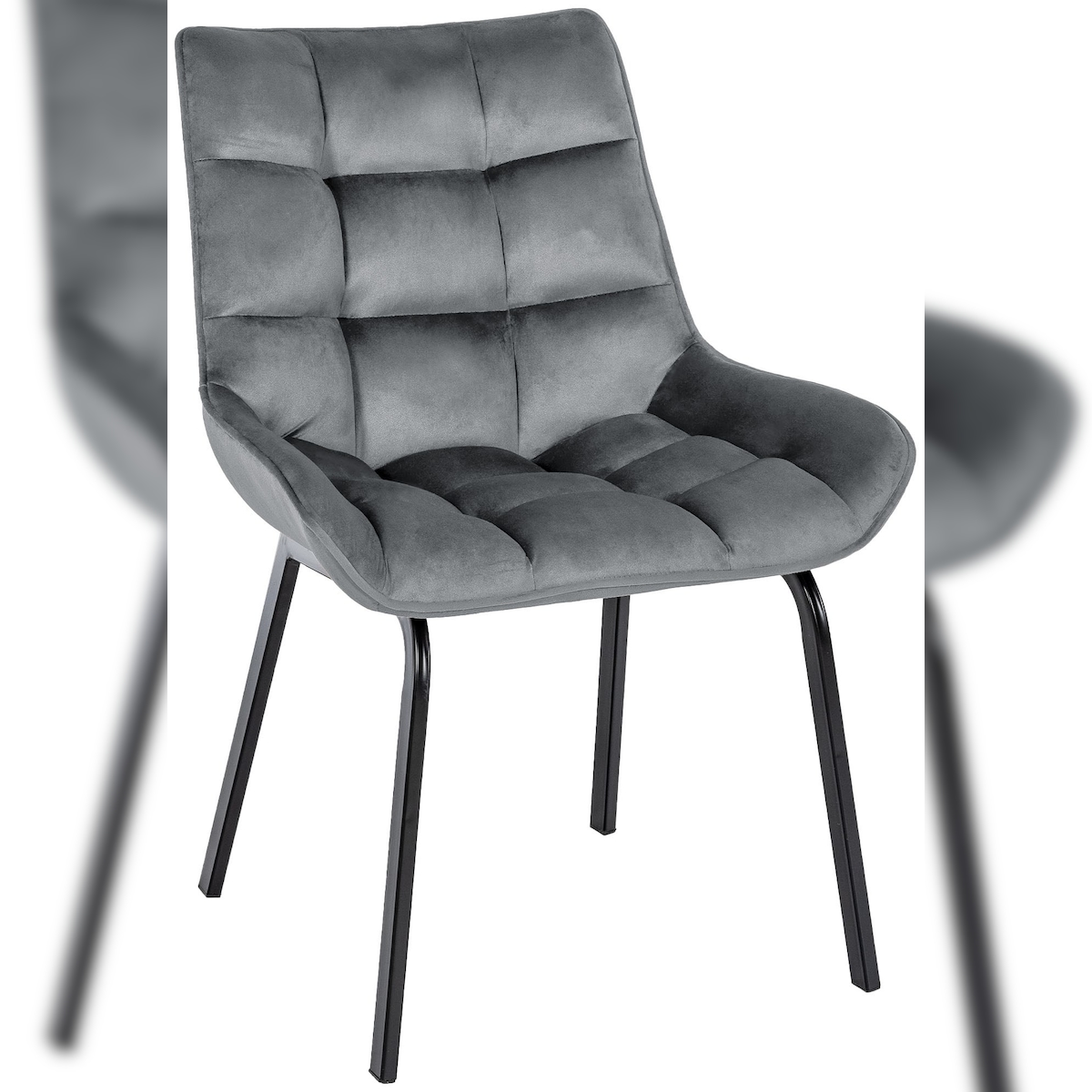 Proregal CHEFGASTRO Esszimmerstuhl HOUSTON Samt HxBxT 84x58x57cm Dunkelgrau Küchenstuhl Image