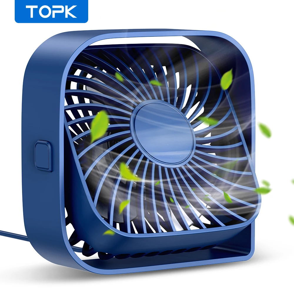 TOPK Tragbarer Mini-Ventilator, USB-Tischventilator, Tischventilator, starker Luftstrom und leiser Betrieb, 3-Gang-Wind 360 ° Drehbare Standventilatoren für den Raum zu Hause Image