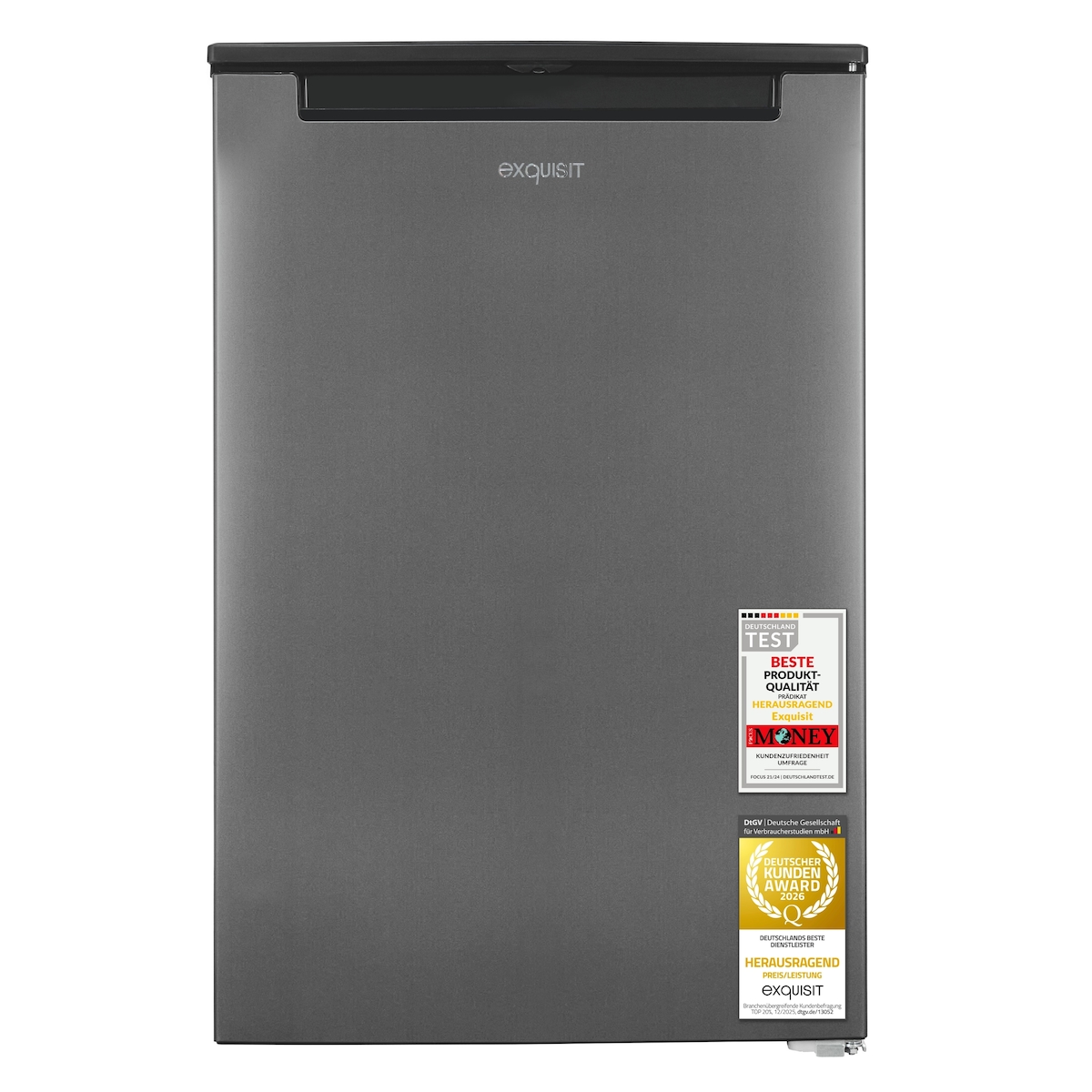 Exquisit Gefrierschrank GS81-040B inoxlook-az | 87 l Nutzinhalt, Energieeffizienzklasse B, 37 dB, 3 Gefrierschubladen, 4-Sterne-Gefrierteil Image