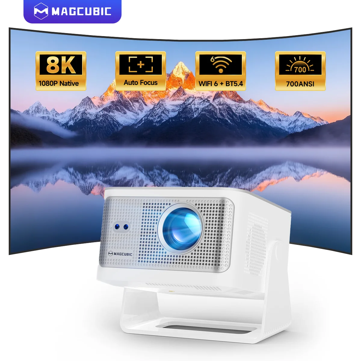 Magcubic HY350Max 900ANSI Android 14 Autofokus-Projektor Unterstützt 8K Native 1080P mit Wifi6 BT5.4 16G Allwinner H726 Tragbar Image