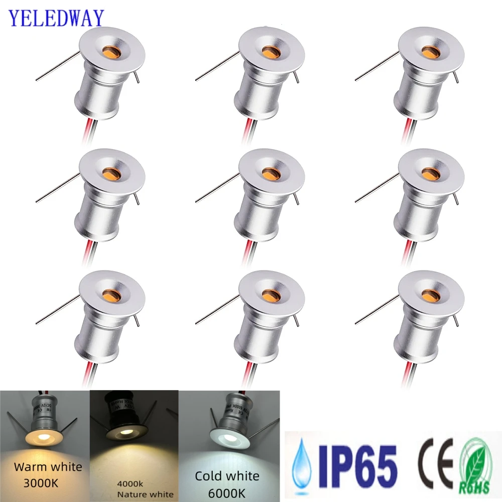 9 Stück Mini LED Einbau-Deckenspots 12V 1W Innenbereich Kleine Ambiente-Strahler Treppenstufen-Beleuchtung Schrank-Spot KTV Glühbirnen