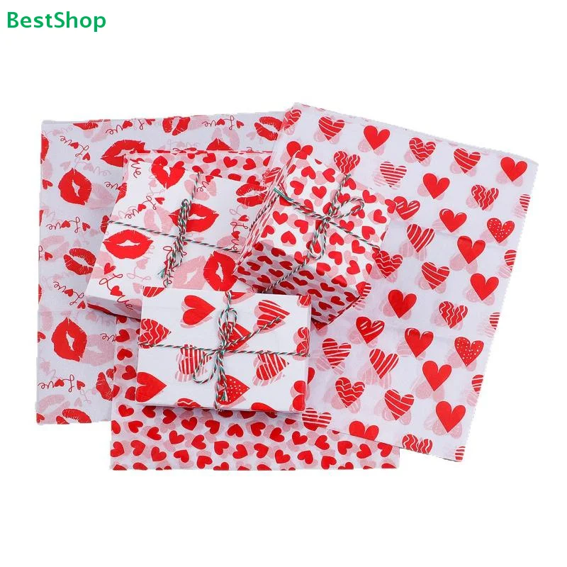  Romantische Geschenkpapierbögen - Liebes-Themen-Design für Valentinstag, Jahrestag, Hochzeit Image
