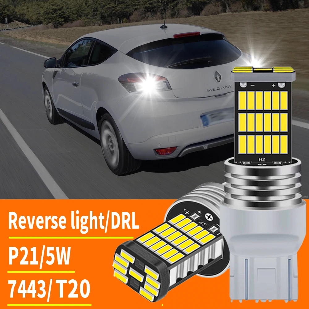 2Pcs T20 W21/5W 7443 LED Umge Licht Für Lada Kalina Granta Vesta DRL W21W WY21W LED lampen 6000K Weiß Super Helle 12V 45SMD Image