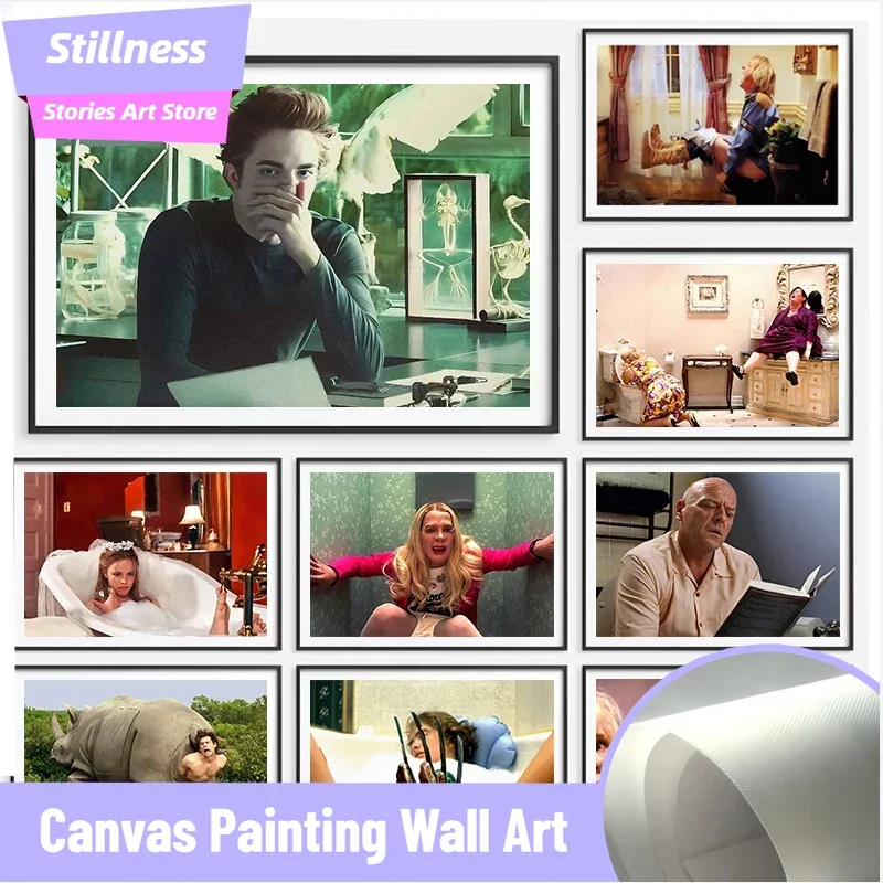 Stillness Stories rahmenlos Vintage lustige Filmszenen Badezimmer Meme Edward Bad Smell Stinky Face Poster Leinwand Malerei Wand A