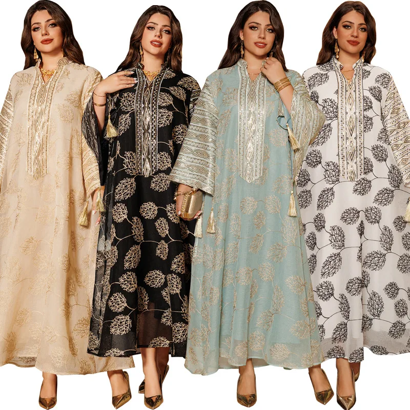 Eid Muslimische Frauen Party Lange Robe Kleider Stickerei Quaste Abayas Kaftan Arabischen Islam Ramadan Marokko Dubai Vestidos Jalabiya 2026 Image