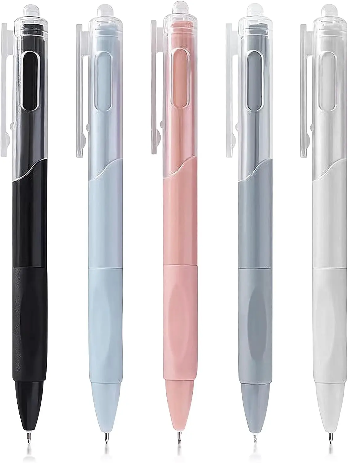 5er-Pack einziehbare Gelschreiber, 0,5 mm, schnell trocknende schwarze Tinte, glatt schreibende Kugelschreiber für Schulbüro- und Schreibwaren Image