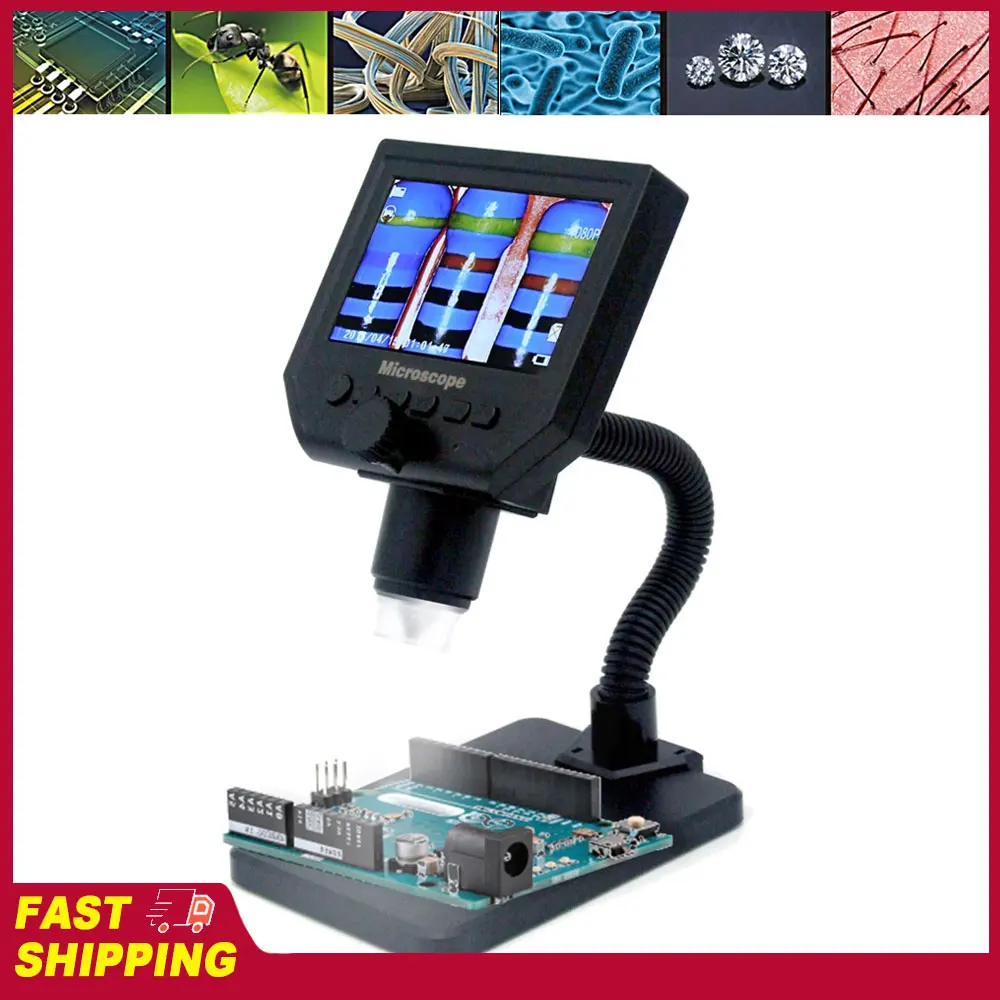 4,3 Zoll 1080P LCD Digital-Display 8 LEDs G600 Elektronisches Mikroskop Eingebauter Lithium-Akku Video-Mikroskop Vergrößerungsglas Image