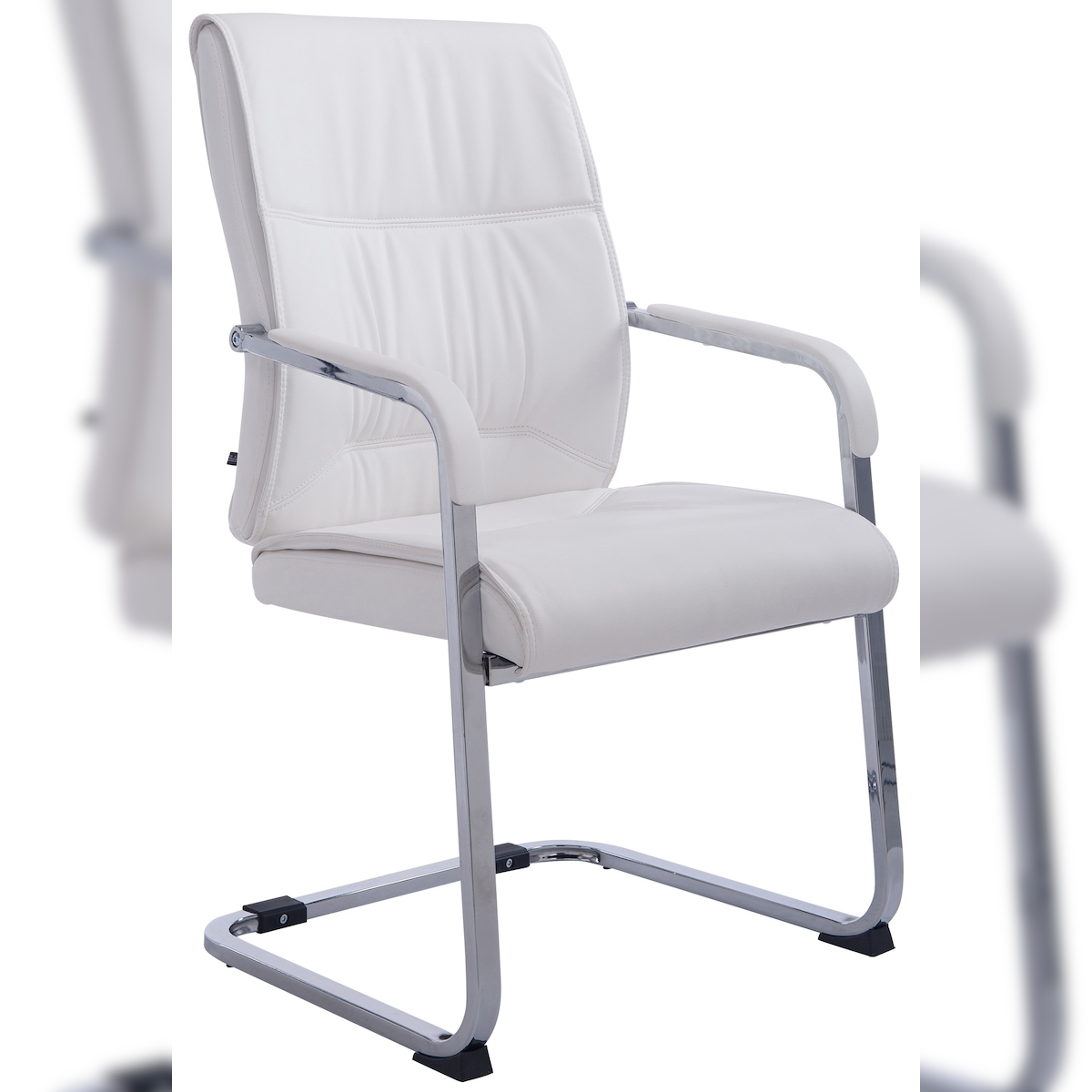 PROREGAL Besucherstuhl XL MALTA HxBxT 102x58x65cm Kunstleder Weiß Konferenzstuhl Image