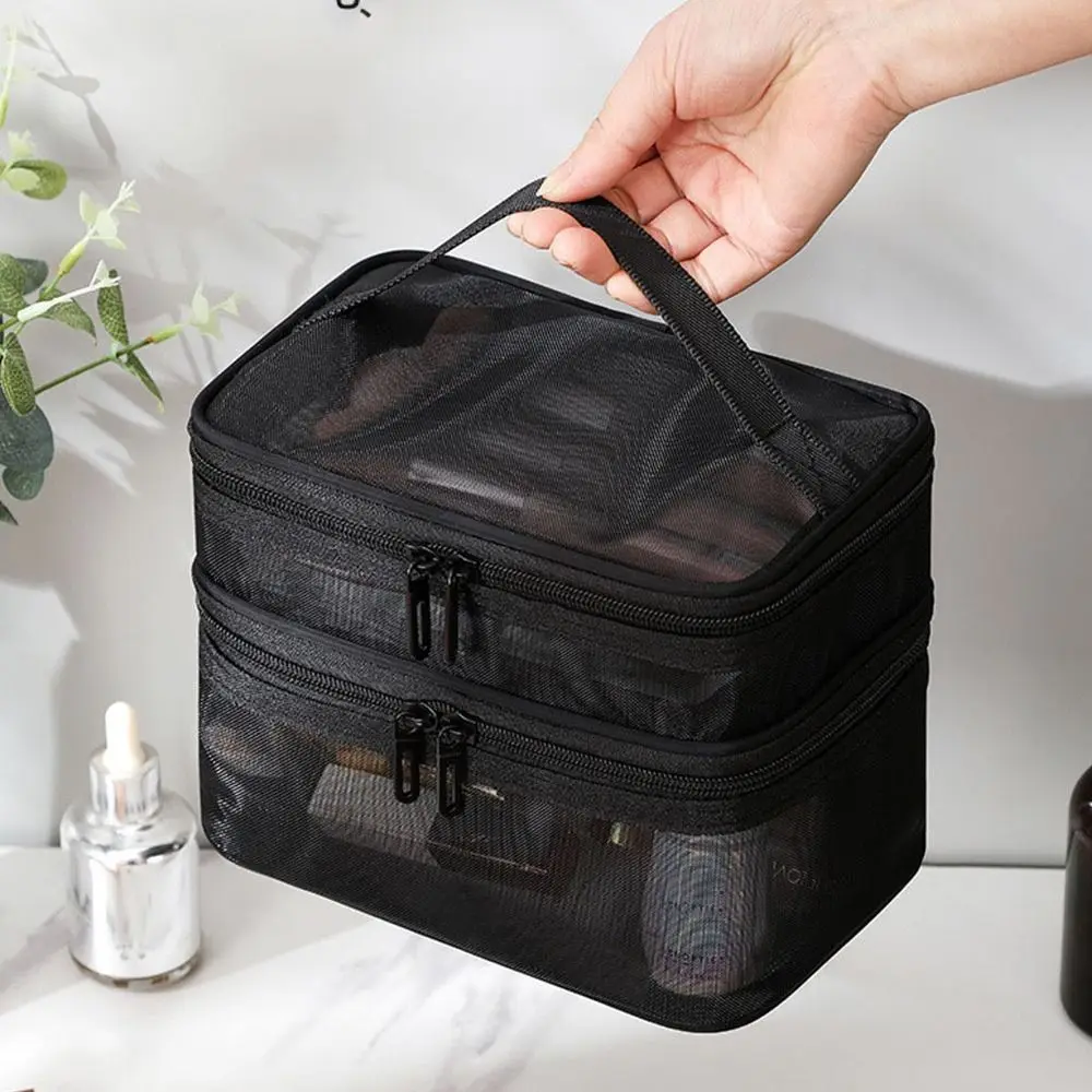 Make-up-Organizer-Tasche für Damen, transparent, Netzstoff, Reise-Kosmetiktasche, Aufbewahrungstasche für Make-up und Toilettenartikel Image