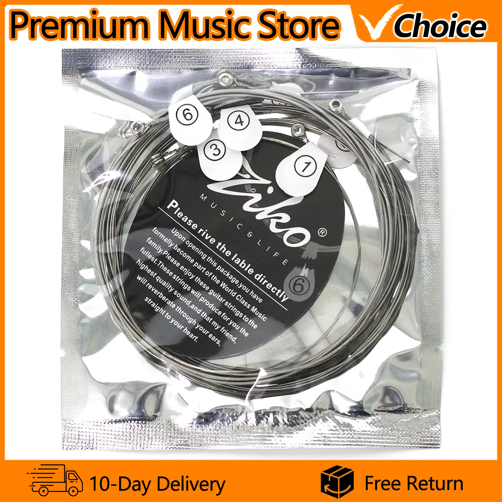 ZIKO E-Gitarrensaiten DNF-009 Nickel umsponnene Sechskant-Legierungskern-Gitarrensaiten E-Gitarren-Saitenteile Zubehör