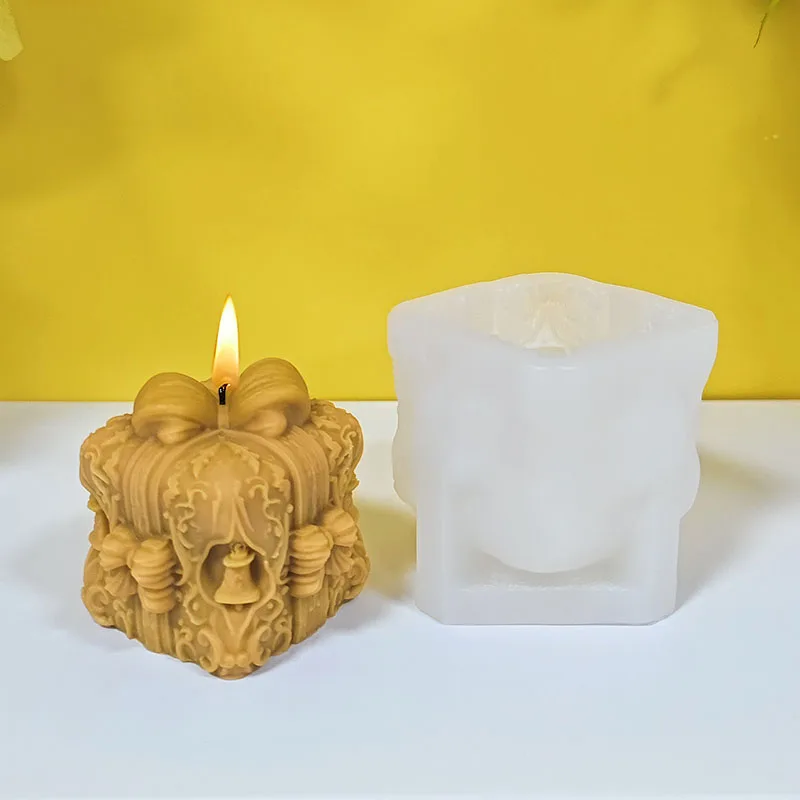 Vintage Geschnitzte Glockenwürfel-Kerzenform aus Silikon DIY Handgemachte Aromatherapie-Wachsform Europäischer Luxus-Stil Dekoratives Kunsthandwerk Werkzeug Image