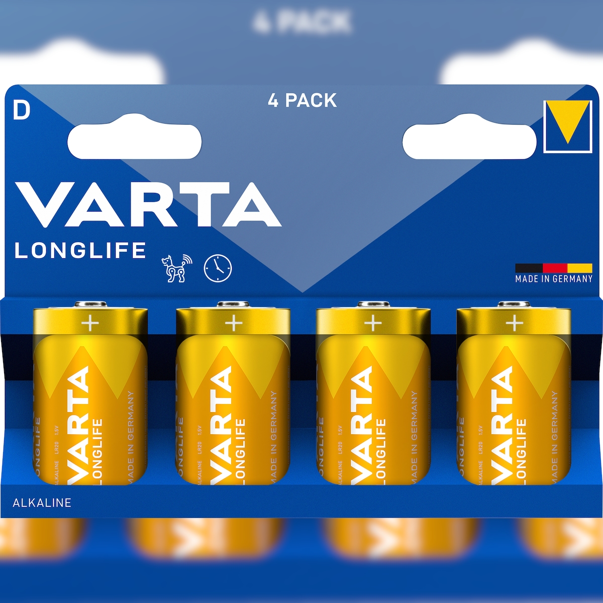 Varta Batterie Alkaline, Mono, D, LR20, 1.5V Longlife, Retail Blister (4-Pack) Image