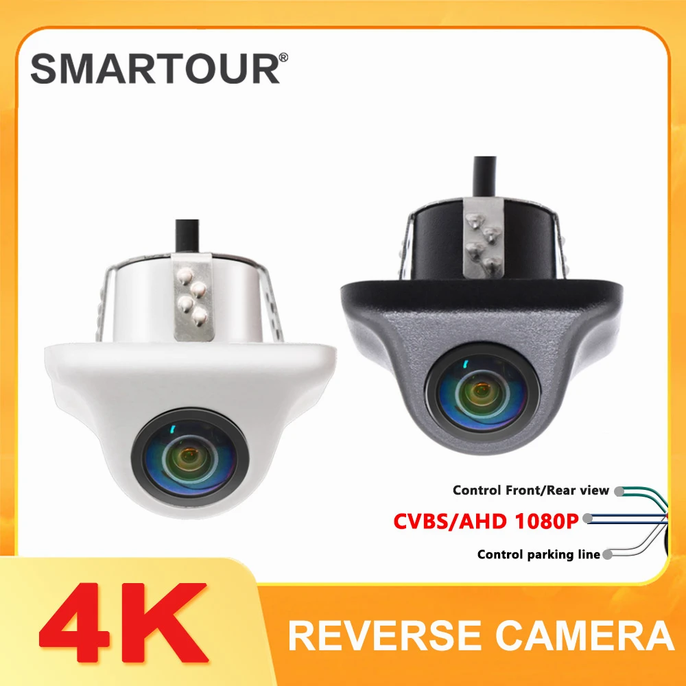 SMARTOUR 180 Grad 4K 1920 x 1080P Auto-Rückfahrkamera Fisheye-Objektiv AHD NTSC-Format HD Nachtsicht für Autoradio MP5 Image