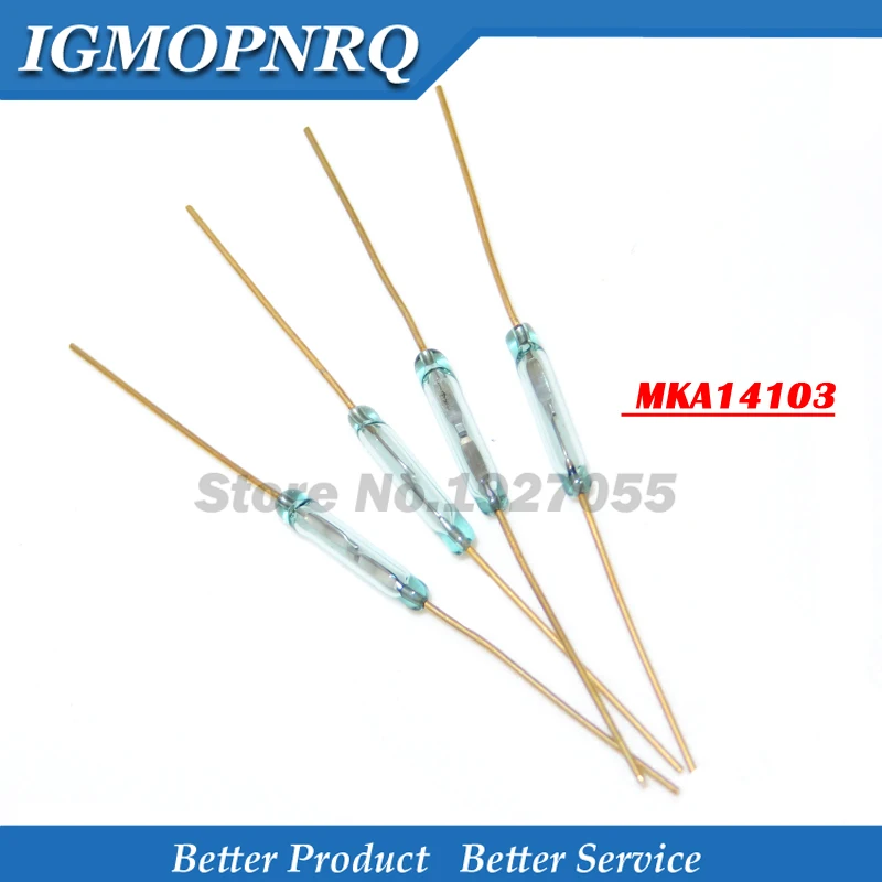10PCS MKA14103 Reed Schalter 2*14mm Grün Glas Reed Schalter Magnetische Steuer Schalter Schließer Kontakt Sensor neue Image