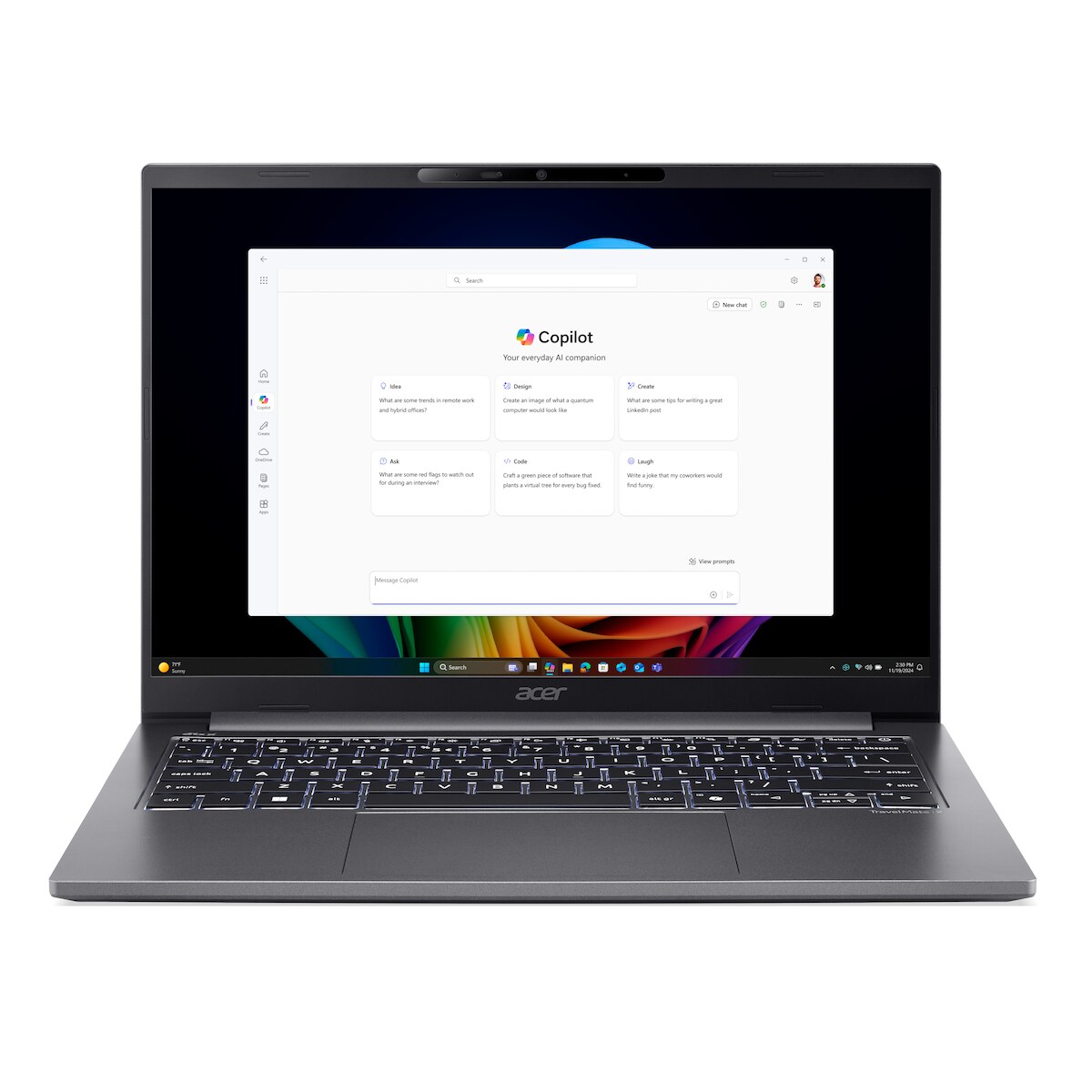 Acer TravelMate X4 (Steel Gray, 14" WUXGA, Intel® Core™ Ultra 5 228V, 32 GB RAM, 8 TB SSD) mit Windows 11 Pro Image