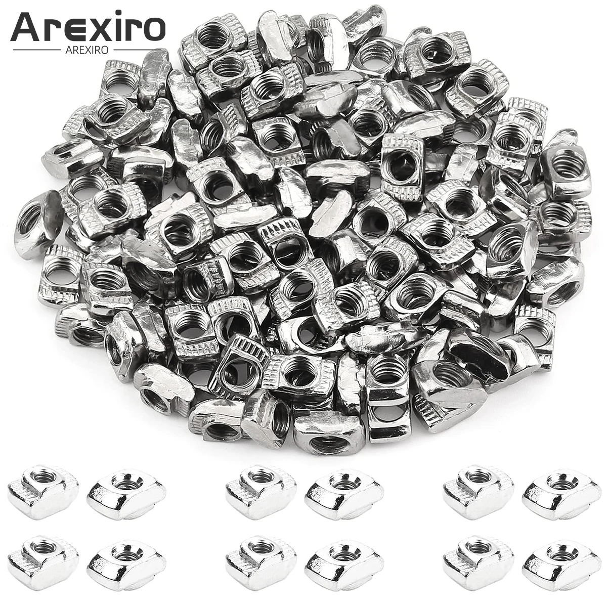 100 Stück 2020 Serie M3 M4 M5 T-förmige Mutter, M3 M4 M5 T-förmige Nutmutter, geeignet für Aluminiumprofile Image