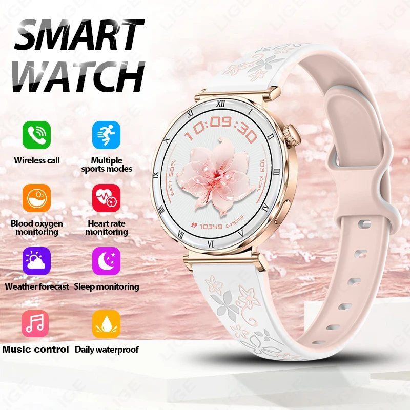 Original LIGE Smartwatch für Damen mit 1,19 Zoll AMOLED HD-Bildschirm, Bluetooth-Anruf, Gesundheitsüberwachung, KI-Sprachsteuerung und Fitness-Funktionen Image