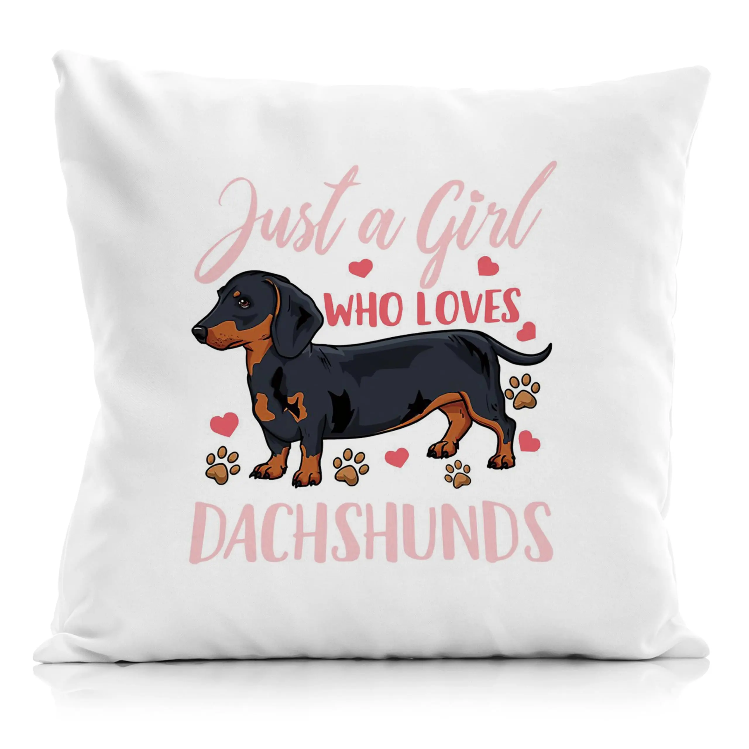 Dackel-Kissenbezüge „Just A Girl Who Loves Dogs“, Geschenke für Frauen, Heimdekoration Image