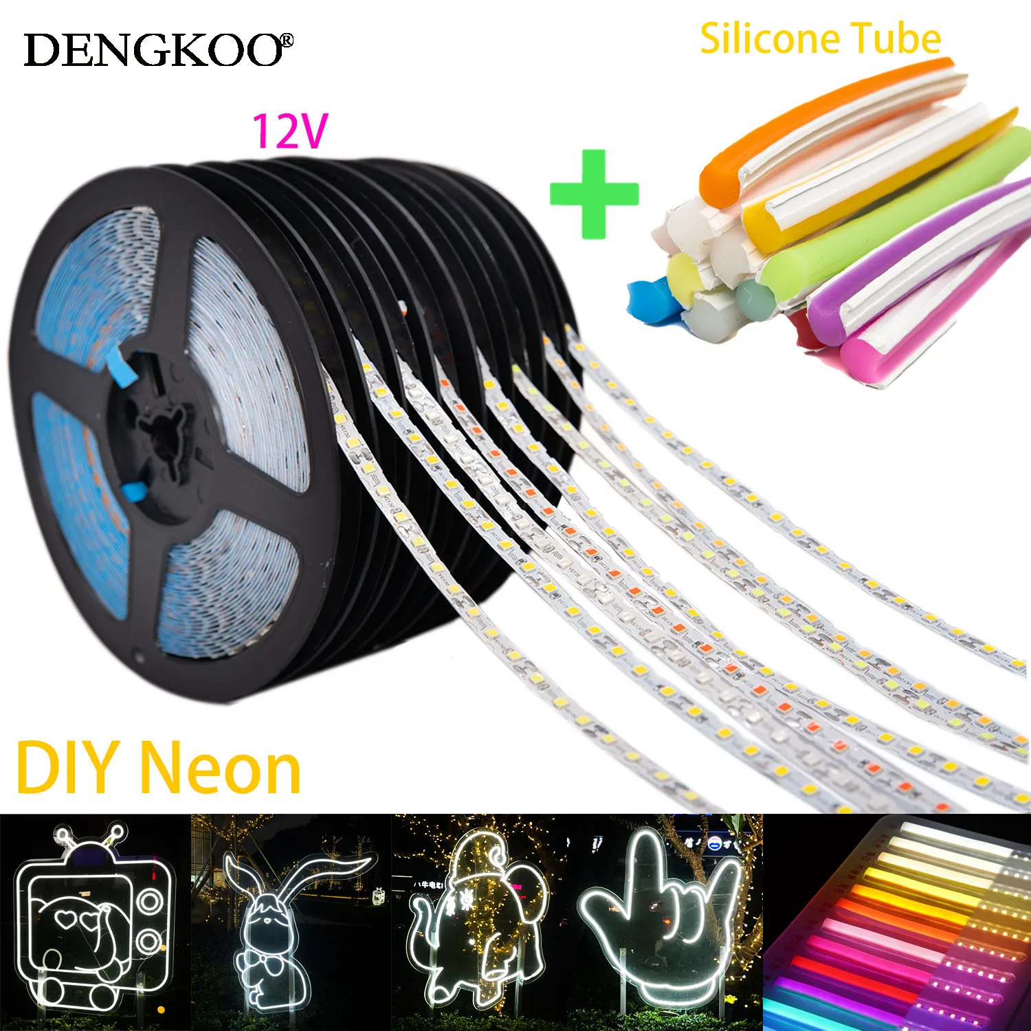 DC12V 1m-10m DIY Neon Separater Silikon Neonstreifen 6mm 8mm 12mm S Biegbar Neu Flexibles LED-Band LED-Neonschild Wasserdicht IP67 Image
