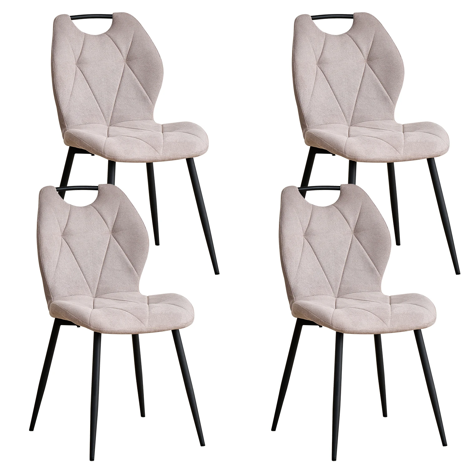 GrandCA HOME Set mit 2/4/6 Esszimmerstühlen im nordischen Stil, bequeme Esszimmerstühle aus Samt, Stühle mit Metallbeinen, Beige/Braun/Grau/Schwarz Image