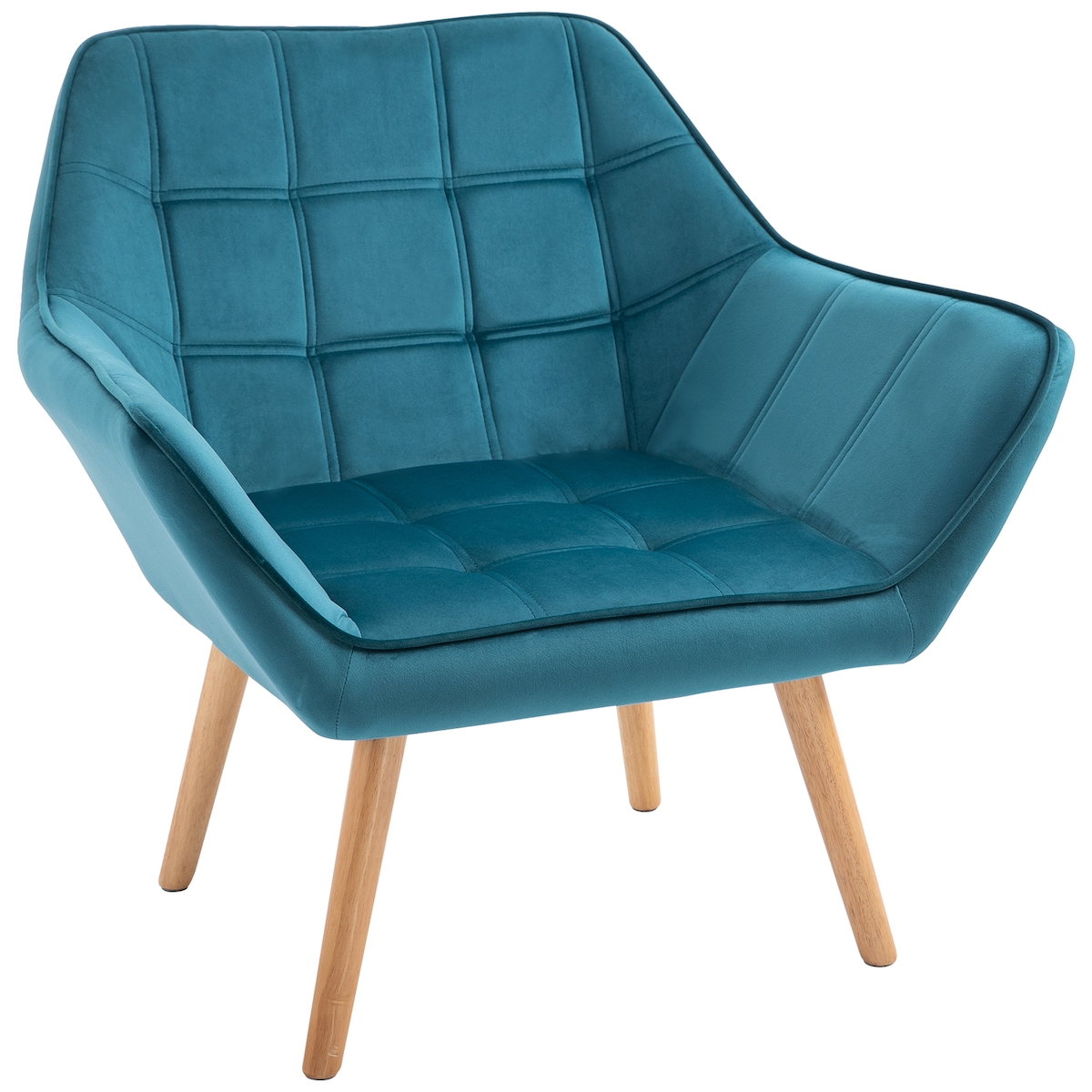 STILVORA Ohrensessel Polstersessel Relaxsessel Hellblau 67x62x71 cm samtartiger Polyesterbezug, skandinavisches Design, Holzbeine, schnell montiert Image