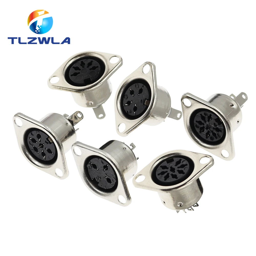 5PCS 3/4/5/6/7/8PIN Panel Mount Weibliche Jack DIN Adapter MIDI Kabel Stecker Image