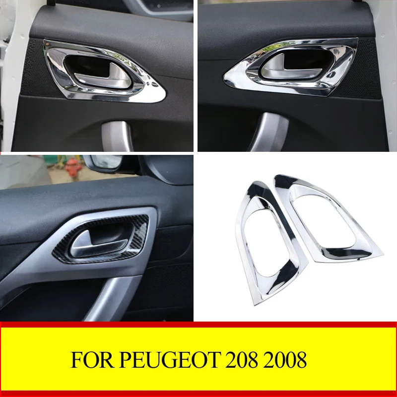 Für Peugeot 208 2008 2014-2018 ABS Vorne/Hinten Türgriff Schüssel Abdeckung Innere Tür Schüssel Trim Aufkleber auto Zubehör Image