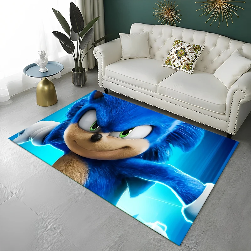 Klassischer S-Sonic Cartoon-Spielteppich für Spielzimmer, Schlafzimmer, Wohnzimmer, Sofa, Heimdekoration, Kinderteppich, rutschfeste Bodenmatte, Geschenk