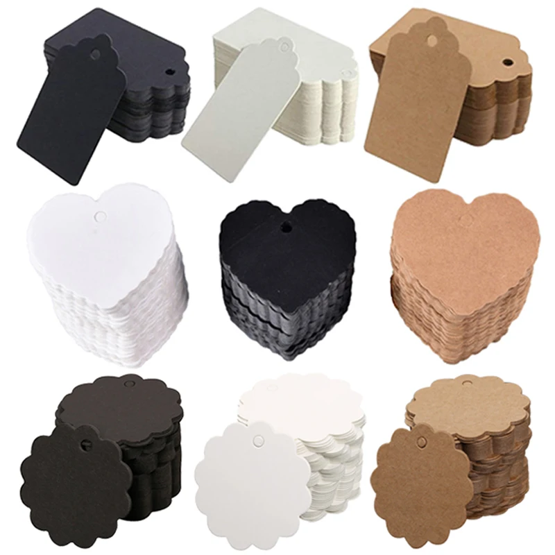 50/100 Stück Kraftpapier-Tags, Herz-Kraftpapier, Geschenkanhänger für Geschenke, Kunst und Handwerk, Hochzeit, Thanksgiving, Weihnachten, Geburtstag, Party Image