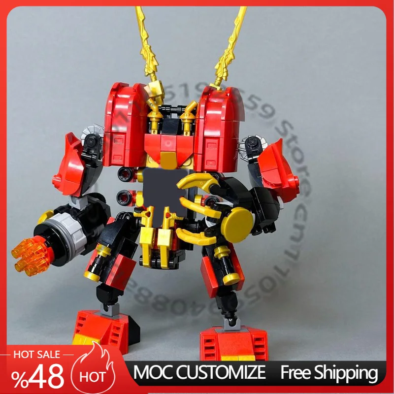 299-teiliger Anpassbarer Blaze Warrior Mech MOC Modularer Baukasten Pädagogisches Kreatives Design DIY Jungen Montage-Spielzeug Geschenk Image