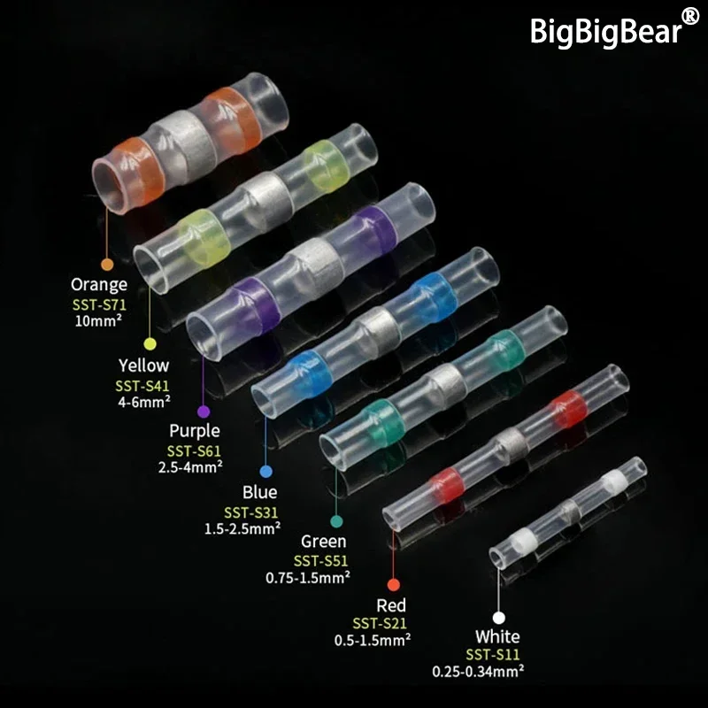 Lötdichtungsdrahtverbinder 3:1 Schrumpfrate Wasserdichte elektrische Kabelklemmen Schrumpfschlauch Elektrischer Stoßspleiß Image