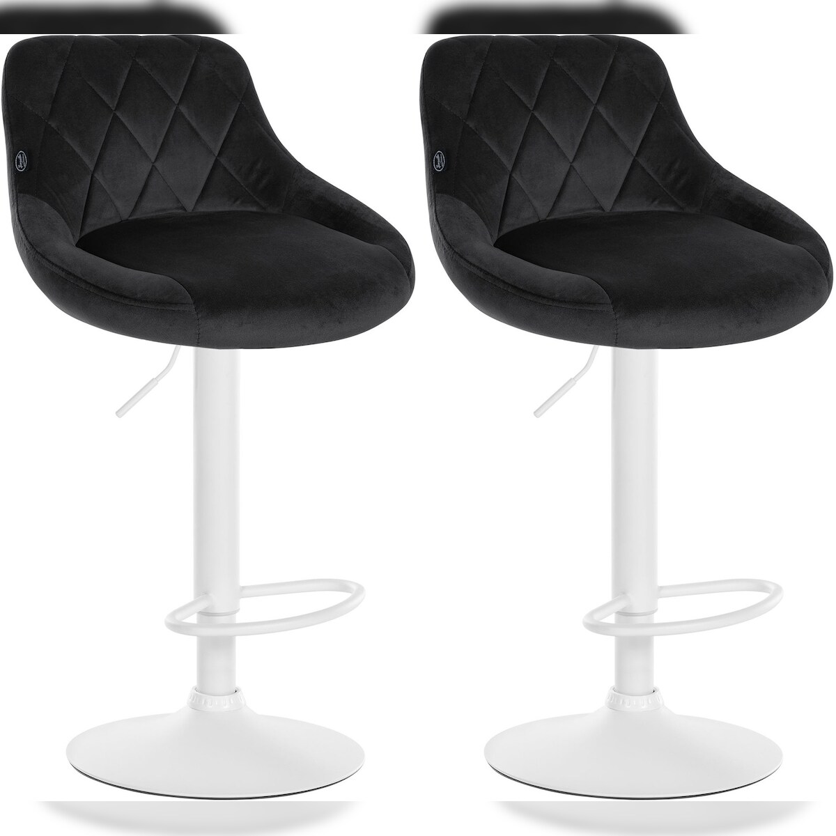 CLP 2er Set Barhocker Lazio Samt schwarz/weiß Image