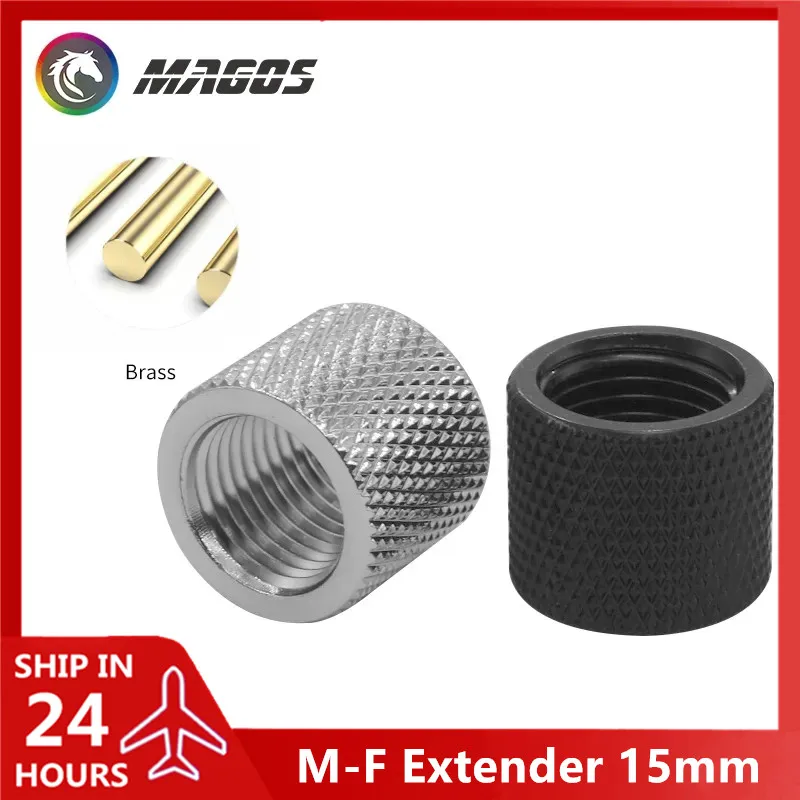 PC-Wasserkühlung M-F-Extender 15 mm G1/4 gerader Durchgang, harter Rohr zum Schlauch, Schwarz/Silber Image