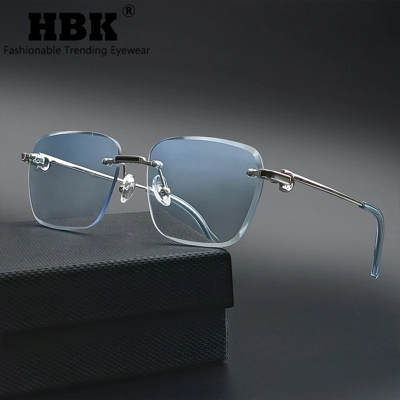 HBK Neue Pilot Randlose Sonnenbrille Männer Gradienten Sonnenbrille Frauen Retro Business Shopping UV400 Lunette De Soleil Homme Image
