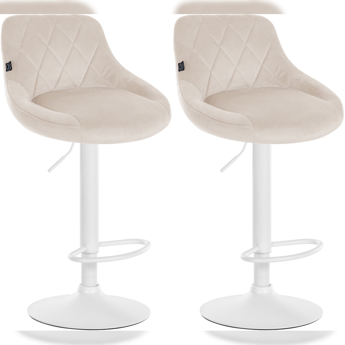 CLP 2er Set Barhocker Lazio Samt creme/weiß Image