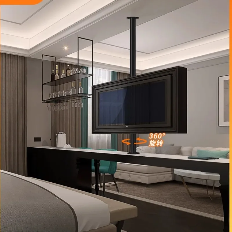 32-75-Zoll-TV-Bodenhalterung, 360 Grad drehbare Trennwand, zweiseitige Halterung, Hotelzimmer, Club, kommerziell Image