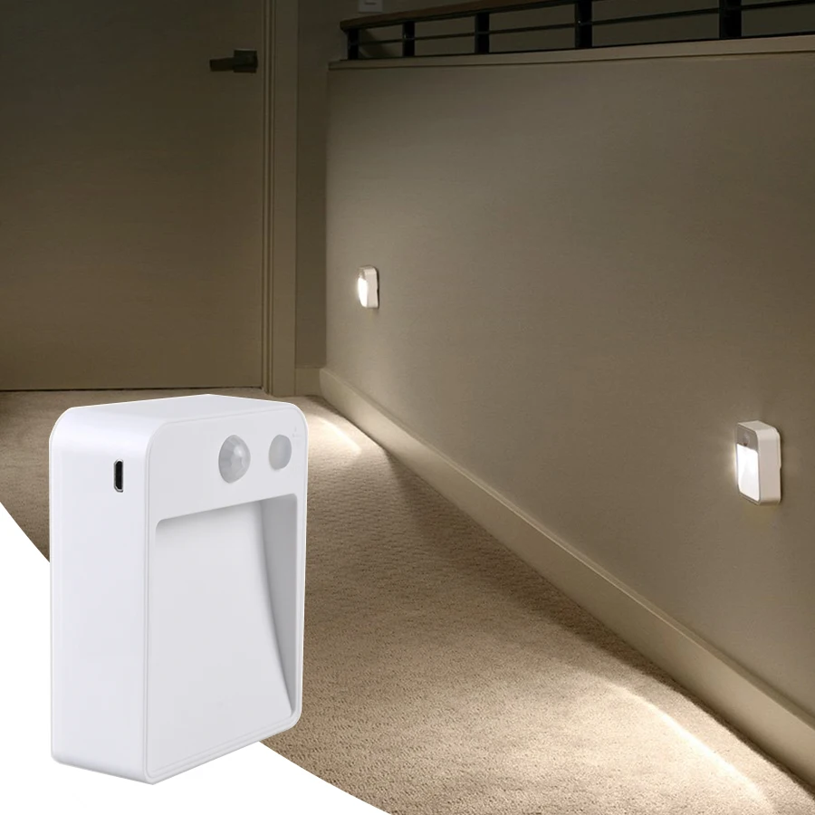 Kabelloses LED-Nachtlicht mit Bewegungsmelder, batteriebetriebene Nachtlampe, immer an/automatisch, 2 Modi für Schlafzimmerschränke, Badezimmer, Treppen