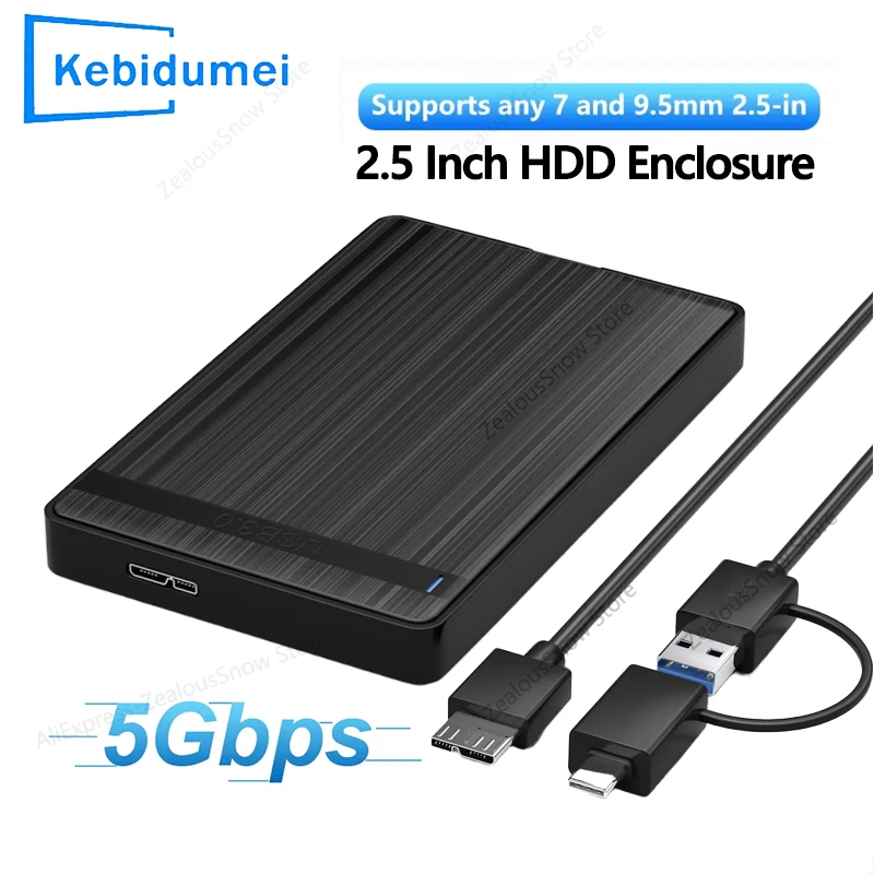2,5-Zoll-Gehäuse HDD-Gehäuse SATA auf USB 3.0 Typ-C-Adapterbox Externe Festplatte 5 Gbit/s HD Tragbares Speichergerät unterstützt UASP Image